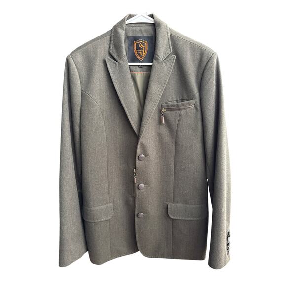 Jaeyoon Jeong Green herringbone Blazer with Exposed Stitching & Zippers medium - Picture 4 of 16